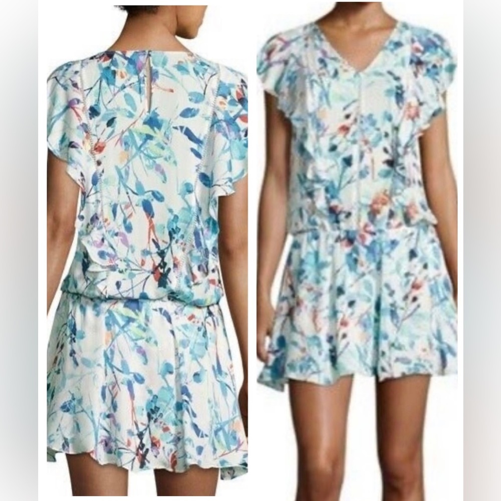PARKER Lana Ruffle Mini Silk Dress